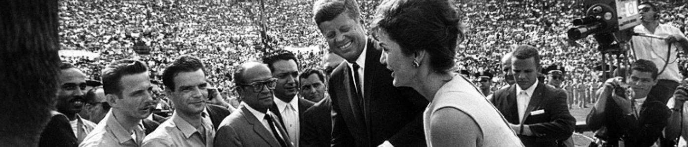 President and Mrs. Kennedy greet former Cuban President Jose Miro Cardona and leaders of the 2506 Cuban Invasion Brigade